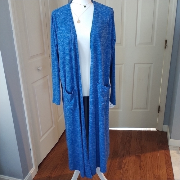 LuLaRoe Sarah L Elegant Blue Duster Cardigan Maxi L - Picture 2 of 15